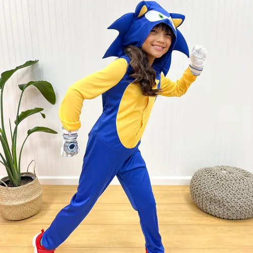 Vista 4 de Disguise Sonic Costumes for Kids, Official Sonic Prime Character Hooded Jumpsuits