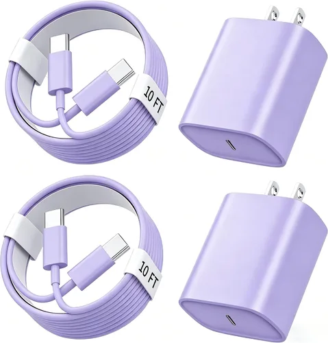 Vista 12 de Cargador para iPhone 17, 16, 15, carga rápida, cable de carga USB C de 10 pies de largo con bloque de carga rápida de teléfono tipo C de 20 W