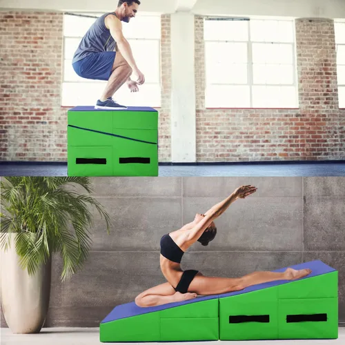 Vista 6 de Colchoneta de gimnasia para el hogar, 48 x 24 pulgadas, inclinada, con asas, plegable, para yoga, gimnasio, entrenamientos de núcleo, estiramientos