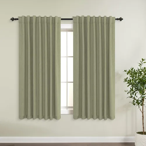 Vista 27 de KOUFALL - Cortinas de medio estilo francés de lino para ventana, juego de 2 cortinas cortas de 40 pulgadas de longitud, para privacidad, cortinas