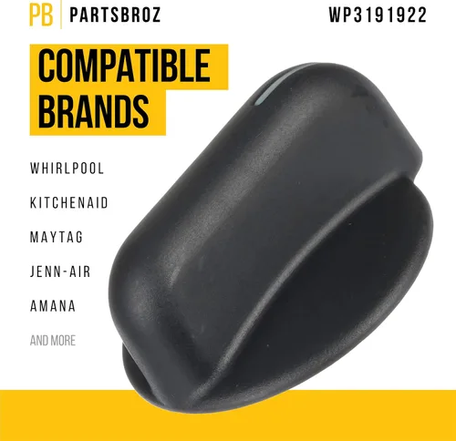Vista 2 de PartsBroz WP3191922 Pomo para quemador de superficie, compatible con la gama Whirlpool KitchenAid Cooktop - Sustituye a AP6007808 3191922 776858