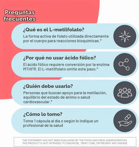 Vista 6 de Cápsulas Metabolic Maintenance de L metifolato activo, 0.007 oz, 90 cápsulas