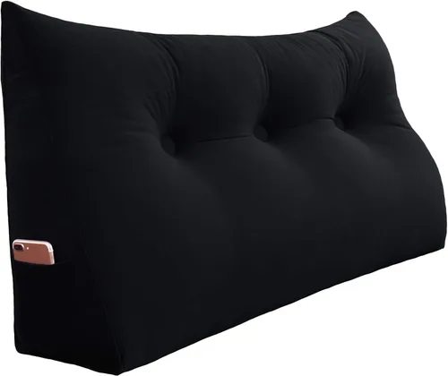 Vista 9 de WOWMAX Almohada para cabecero de terciopelo 100% algodón, tamaño individual, soporte de espalda de cuña para lectura para cama y sofá cama, cojín
