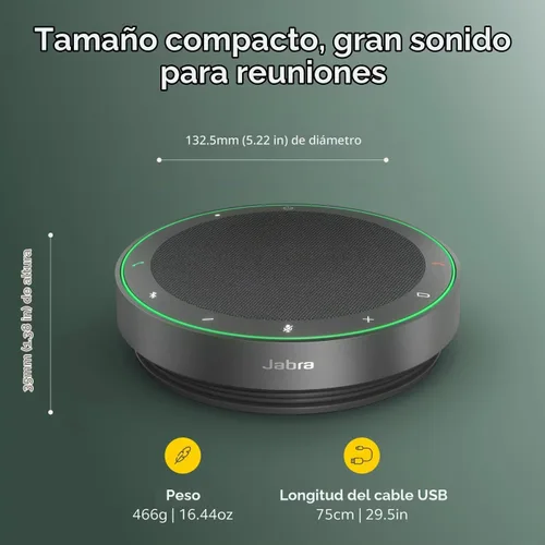 Vista 6 de Jabra Speak2 75 SE (segunda edición) Altavoz inalámbrico Bluetooth – 4 micrófonos con cancelación de ruido, altavoces de 2.559 in – Nueva función