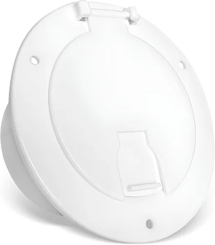 Vista 8 de Escotilla de cable eléctrico redonda de 5 pulgadas para cables de 30 y 50 amperios, cubierta de escotilla de cable de alimentación de RV compatible