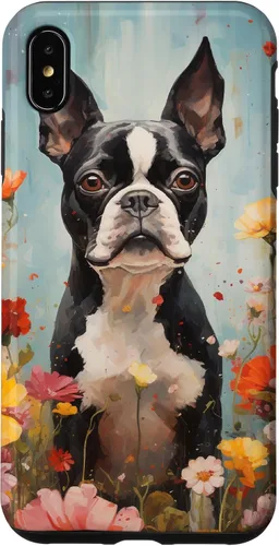 Vista 11 de Boston Terrier in Flower Garden Dog Art Lovers Design Case for iPhone 17