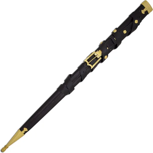 Vista 6 de Medieval Warrior Espada larga con mango de oro Writhen de rama alemana del siglo XV y media espada con vaina de cuero real