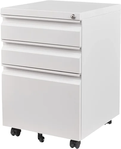 Vista 17 de Archivador móvil con cerradura, 2 cajones, pequeño gabinete rodante para oficina en casa, legal/carta/A4 (negro)