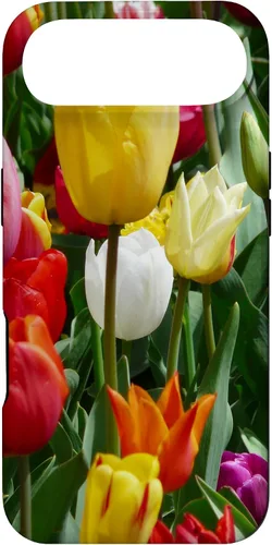 Vista 27 de Funda botánica para iPhone 17 con flores coloridas y tulipanes para amantes de las plantas