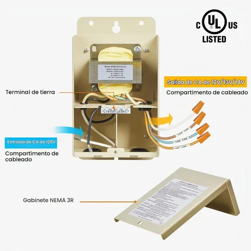 Vista 2 de SURAIELEC Transformador de luz de piscina de 100 W, 120 V a 12 V 13 V 14 V