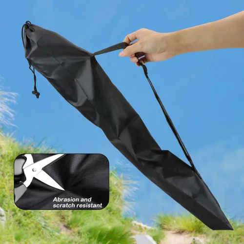 Vista 5 de 4 bolsas de almacenamiento para poste de tienda de campaña, 19 pulgadas, bolsa de transporte para bastones de trekking (negro)
