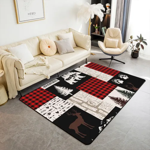 Vista 18 de Castle Fairy Bear Family - Alfombra antideslizante de 3 x 5 pies, diseño de animales salvajes, color negro, para niños, adolescentes y adultos