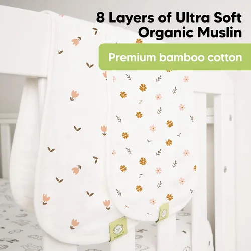 Vista 8 de KeaBabies Paquete de 8 baberos orgánicos para niñas y niños y 5 paños de muselina para eructos para bebés, niños y niñas, baberos de dentición