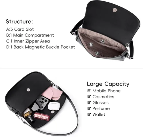 Vista 4 de CLUCI Monederos para mujer, bolso de hombro pequeño, lindo embrague de diseñador, bolsos de cuero cruzados, bolso Hobo