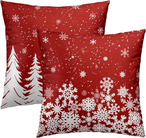 Vista 17 de Juego de 2 fundas de almohada de bosque de abedul, fundas de almohada decorativas de montaña de madera verde oscuro brumoso de 16 x 16 pulgadas