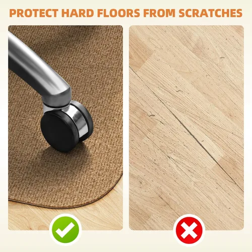 Vista 6 de Tapete para silla de oficina para suelos de madera dura de 63 x 51 pulgadas, protector de suelo de baldosas grandes, antideslizante, antiarañazos