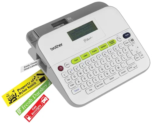 Vista 10 de Etiquetadora Brother P-Touch Monocromática, Etiquetadora Versátil y Fácil de Usar, PTD400AD, Adaptador AC, Teclado QWERTY, Etiquetado de Múltiples