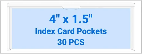 Vista 70 de 30 PCS Clear Self Adhesive Plastic Label Pockets, Top Loading Business & Library Index Card Holders, Peel and Stick Sleeves for Storage Bins, Totes