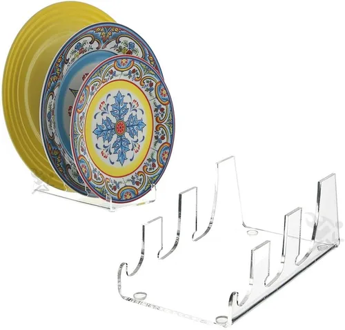 Vista 5 de OnFireGuy Soporte de exhibición de vajilla para utensilios de cocina, platos de porcelana y soporte de ajuste de lugar (paquete de 2, 2 niveles)