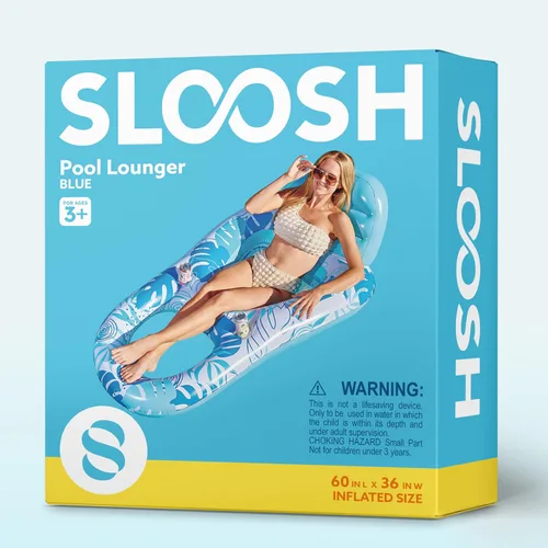 Vista 9 de Sloosh Flotadores inflables para piscina, tumbona para adultos, flotador de piscina flotante, silla reclinable flotante con portavasos y reposapiés