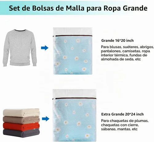 Vista 4 de GOGOODA Bolsa de malla para ropa delicada, juego de 2 bolsas de lencería para lavadora, ideal para lavandería, medias, blusas, ropa