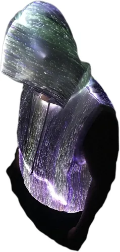 Vista 7 de Sudadera con capucha sin mangas de fibra óptica iluminado, disfraz para brillar en la oscuridad