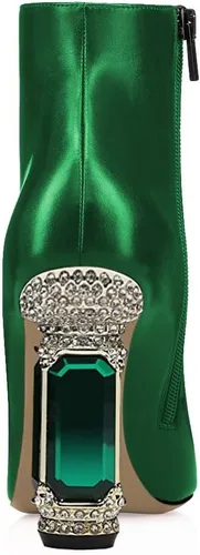 Vista 132 de FSJ Botas de tacón alto con punta puntiaguda para mujer, con tacón alto, con cremallera lateral brillante, estilo casual, para uso diario, zapatos