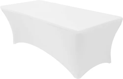 Vista 18 de Banquet Tables Pro Mantel rectangular plegable de elastano de 6 pies de largo, elástico, ajustado, para mesas de patio plegables de 30 pulgadas