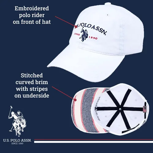 Vista 4 de Concept One Polo de EE.UU. Assn. Logotipo bordado de caballo de caballo desde 1890 sombrero de béisbol de algodón ajustable con ala curvada