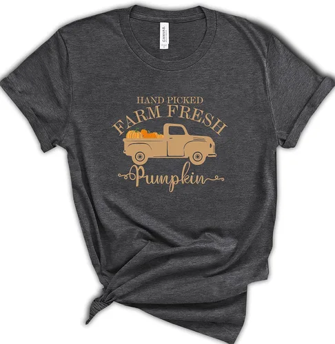 Vista 6 de Hand-Picked Farm Fresh T-Shirts, Farming Clothes For Women And Men, Pumpkin T-Shirts Sweatshirts Hoodies, Pumpkin Farmer Shirts, Farm Truck Shirt