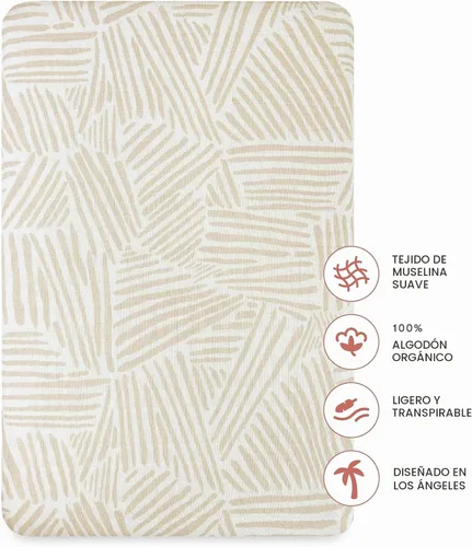 Vista 3 de Babyletto Sábanas de Muselina para Moisés de Bebé para Niñas y Niños - Certificadas GOTS Funda de Algodón Orgánico Transpirable - Ajustadas 360°
