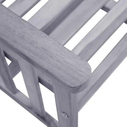 Vista 6 de Ensemble de 2 Fauteuils de Jardin en Bois d'Acacia avec Table Basse et Coussins Gris, Confortable et Résistant aux Intempéries Pour Terrasse