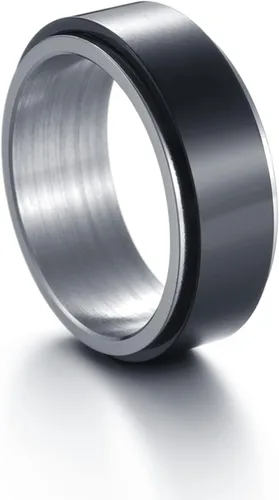 Vista 23 de Anillos giratorios para hombres y mujeres, anillos de ansiedad para hombres, anillos de cadena para adultos, anillos de titanio y acero