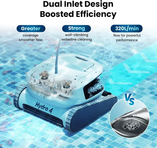 Vista 2 de Chasing Hydro 4 - Aspiradora de piscina enterrada Robot de piscina con cable de 50 pies para limpieza de pisos, paredes y líneas de flotación