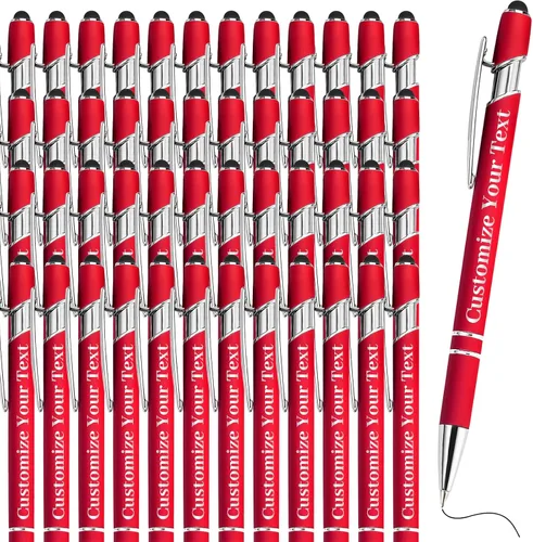 Vista 24 de Hasta 500 bolígrafos personalizados a granel con lápiz capacitivo, grabado, juego de bolígrafos con tu nombre, texto para mujeres de negocios