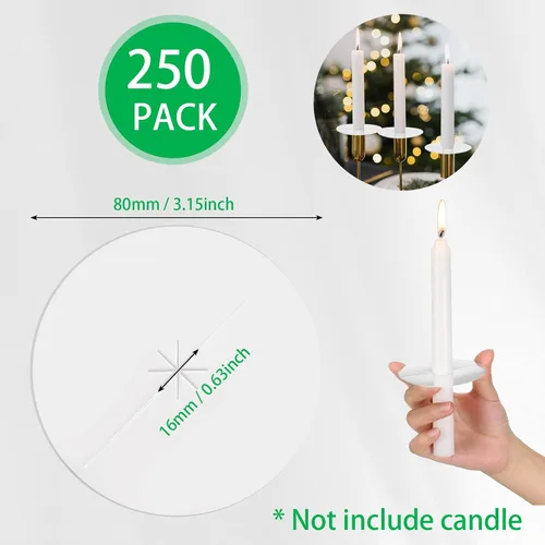 Vista 2 de 250 protectores de goteo para velas de iglesia a granel, 3.15 pulgadas for Candlelight Vigil Memorial Devotional Service, Shabbat Christmas Eve