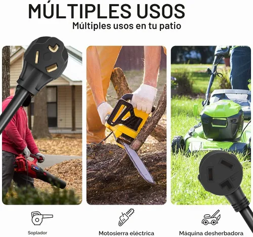 Vista 2 de Cable de extensión para secadora de 3 clavijas de 10 pies, 30 amperios Cable de extensión EV con certificación ETL para extensión de alimentación
