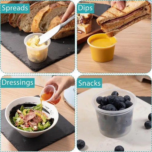 Vista 7 de OAKRIDGE PRODUCTS Contenedores de almacenamiento de alimentos Deli de lujo de 4 onzas diseñados para refrigerador y congelador (paquete de 50)