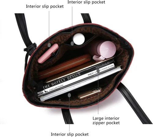 Vista 6 de MKF Collection Bolso Satchel para Mujer, Bolso de Hombro, Bolso Tote Pequeño y Cartera de Muñeca de Cuero Vegano por Mia K