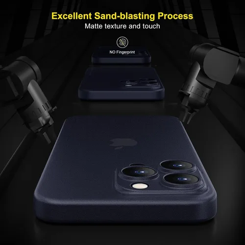 Vista 6 de memumi Funda delgada para iPhone 15 Pro de 0.012 in, ligera, cubierta de lente de cámara, protección completa PP acabado mate, cubierta trasera