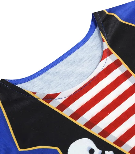 Vista 3 de Vackutliv Camisa de Halloween para niños pequeños, camisa de policía para niños, camisa de príncipe encantador, camisa pirata, camisa con estampado