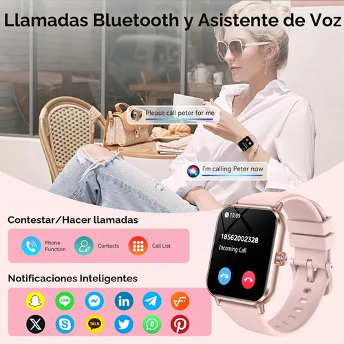 Vista 4 de Reloj inteligente para hombres/mujeres, Android e iOS, pantalla táctil HD de 1.83 pulgadas, reloj de fitness con llamadas Bluetooth estables
