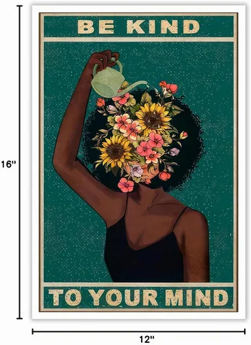 Vista 8 de Dcvjiy Póster retro con texto en inglés «Be Kind To Your Mind» de moda con texto en inglés «Be Kind To Your Mind» («Be Kind To Your Mind») con texto