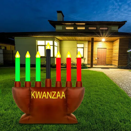 Vista 6 de Liliful Kwanzaa Menorah - Decoración inflable de 8 pies de herencia africana para patio al aire libre, letreros inflables para fiestas, iglesias