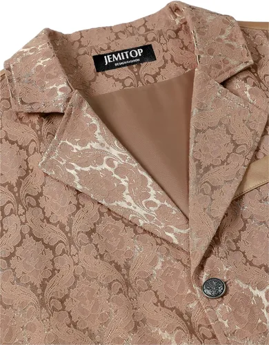 Vista 4 de JEMITOP Chaleco de traje jacquard vintage para hombre Oro rosa