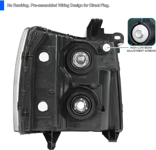 Vista 4 de SPEC-D TUNING Faros delanteros con reflector ámbar compatible con Chevy Silverado 1500 2007-2013, 2500HD 3500HD 2007-2013, conjunto de lámpara