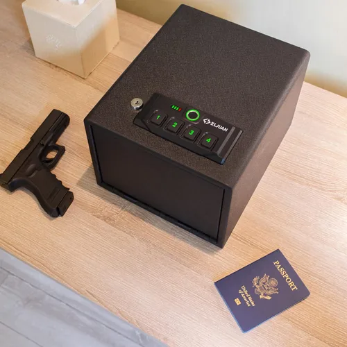 Vista 6 de Z ZLJUAN Cajas fuertes para pistolas de acceso rápido, dispositivo de seguridad con teclado biométrico y digital y llave, caja fuerte para pistola