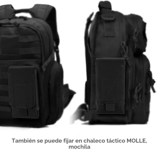 Vista 7 de Urvoix(TM) Bolsa Army Camo Molle negra para funda para celular tamaño L para llevar en el cinturón