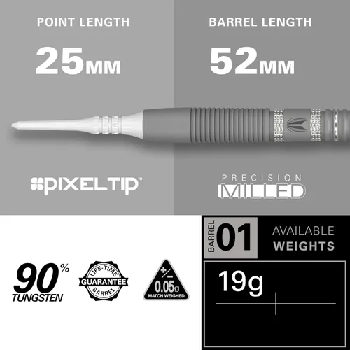 Vista 3 de Target Darts Gabriel Clemens Gen 2 19G 90% tungsteno punta suave juego de dardos