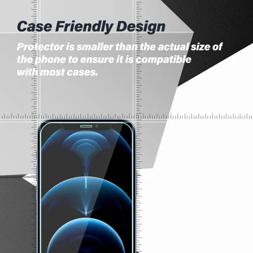 Vista 3 de BIG FACE Protector de pantalla compatible con iPhone 12 Pro + protectores de lente de cámara, [2 + 2 unidades] de vidrio templado transparente HD
